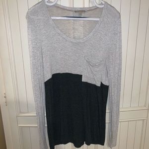 Anthropologie Bordeaux Two Tone Grey Shirt